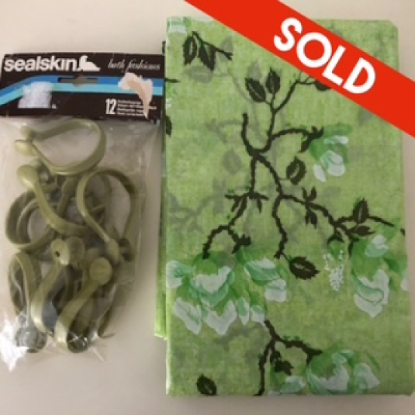 Groene bloemen douchegordijn