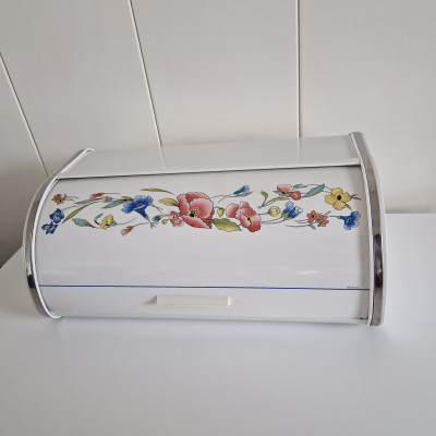 Brabantia wit met bloemen  broodtrommel 