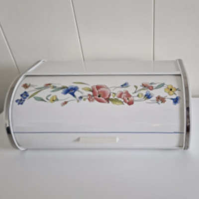 Brabantia wit met bloemen broodtrommel Brabantia wit met bloemen broodtrommel