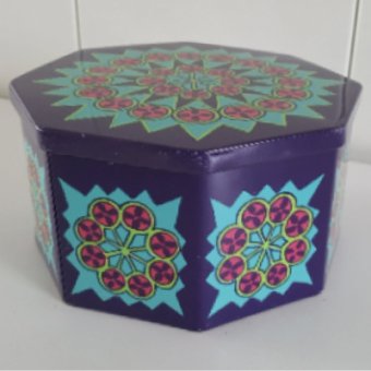 Purple IRA container with mandala decor