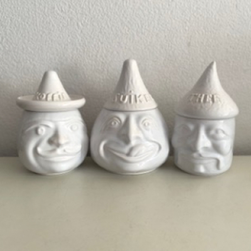 3x Funky storage pots