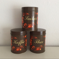 3x Bruine blikken - roze rozen