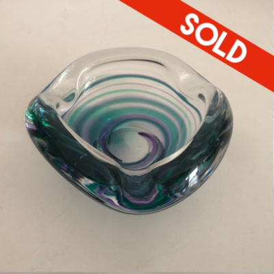 Murano ashtray - blue swirl