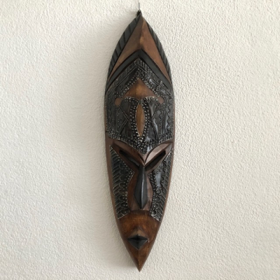 African metal wooden mask 