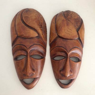 African masks - light brown