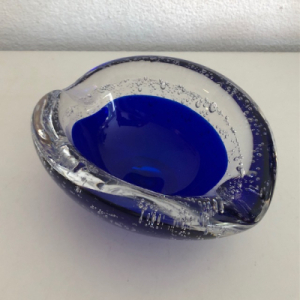 Murano ashtray - blue bubbles