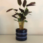 Bloempot blauw - strepen