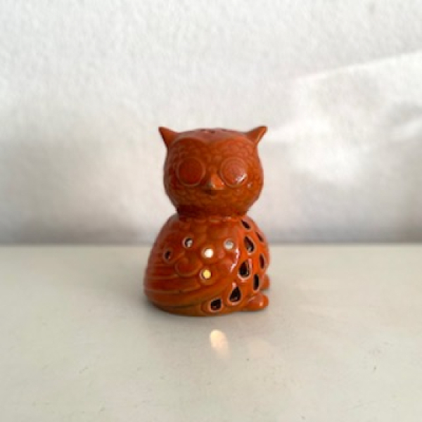 Oranje uil windlicht