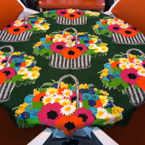 Tafelkleed 70s groen boeket