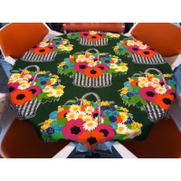 Tablecloth 70s green bouquet
