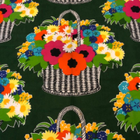 Tablecloth 70s green bouquet