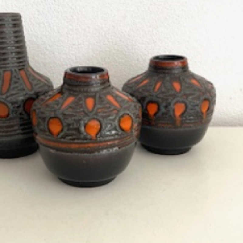 2x VEB Fat Lava vases