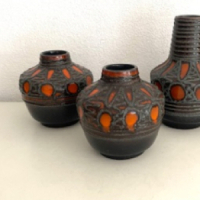 2x VEB Fat Lava vases
