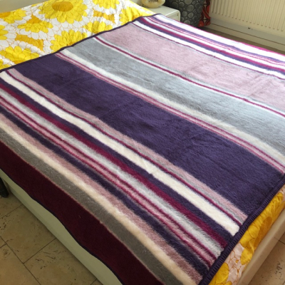 Purple striped blanket 