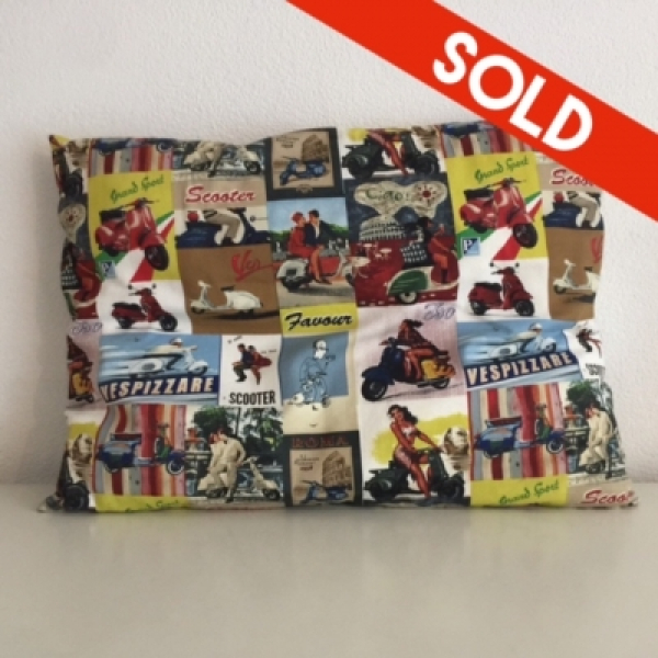 Vespa scooter design pillow