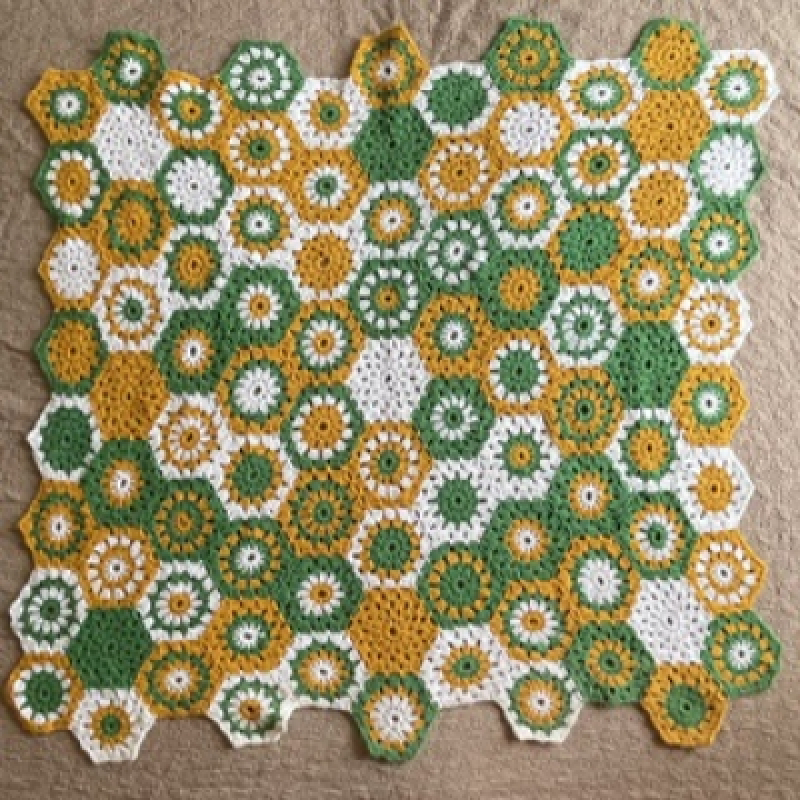 Granny okergeel groene sprei