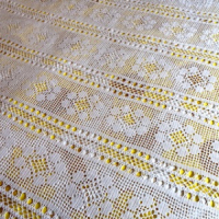 White crochet blanket flowers