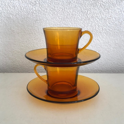 2x Duralex cup and saucer