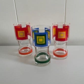 3x Longdrink glazen vierkantjes