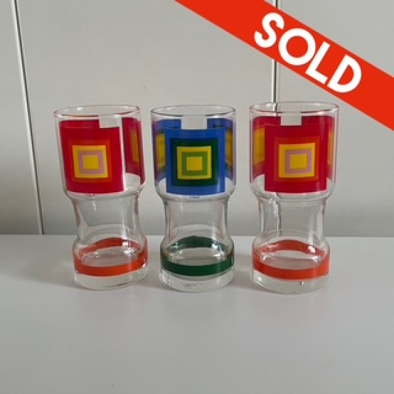 3x Longdrink glazen vierkantjes