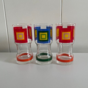 3x Longdrink glasses squares