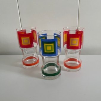 3x Longdrink glasses squares