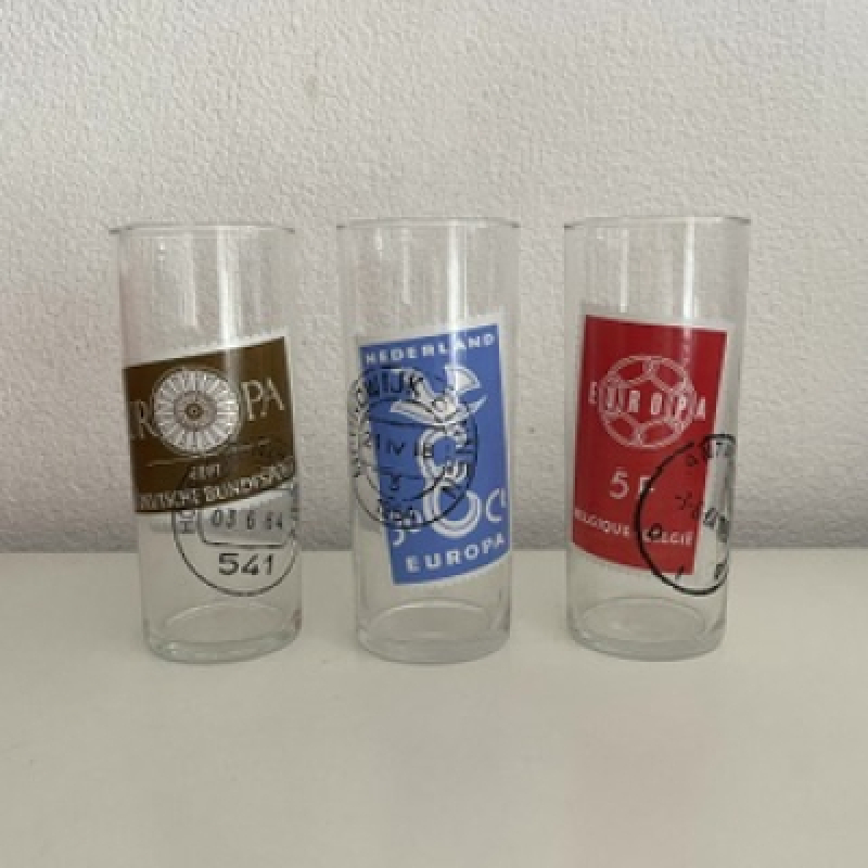3 Postzegel decor glazen