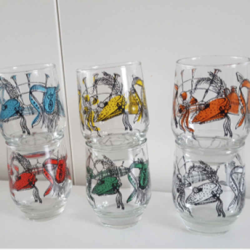 6x Schotse whiskey glaasjes