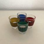 4 Checked liquor glasses