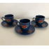 3x Blue cup and saucer