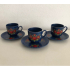 3x Blue cup and saucer