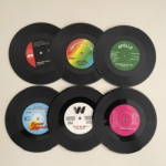 6 Vinyl platen onderzetters