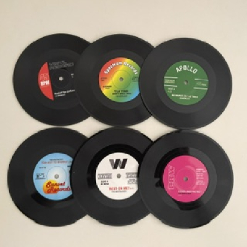 6 Vinyl platen onderzetters