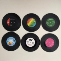 6 Vinyl platen onderzetters
