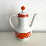  Koffiepot rood oranje bloemen