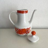  Koffiepot rood oranje bloemen