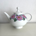 Pink purple flowers tea pot