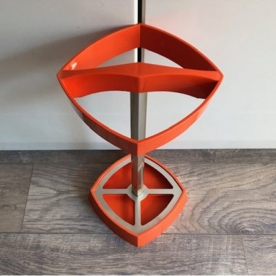 Orange umbrella stand - space age