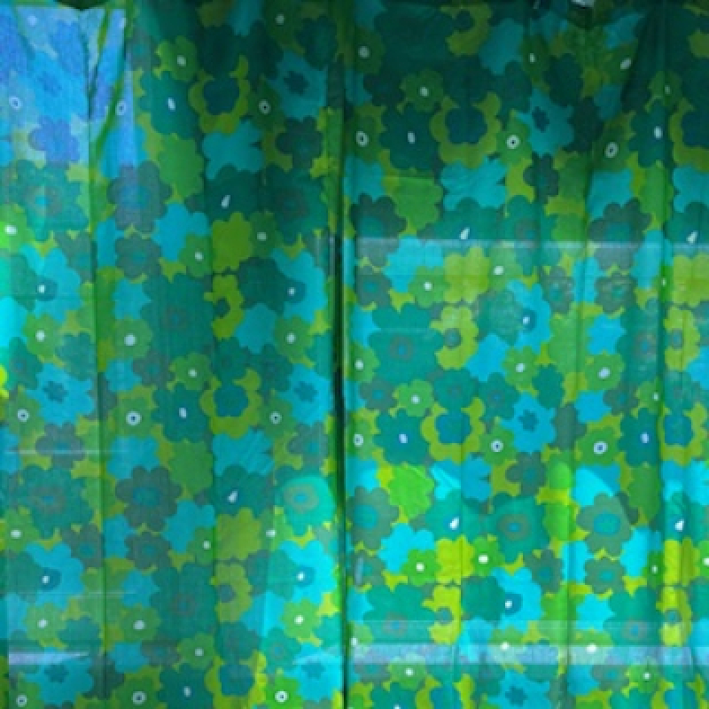 Groen blauw bloemen gordijn