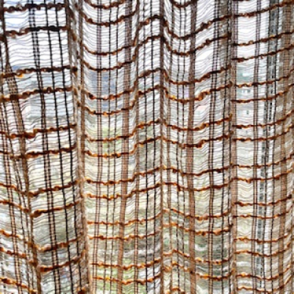 Bruin oranje ruit vitrage