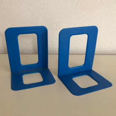 Blue plastic bookends