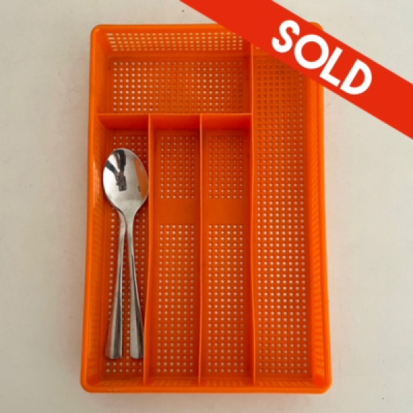 Orange cutlery tray