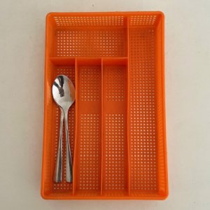 Orange cutlery tray