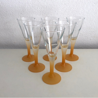 6x Champagne glazen - oranje voet
