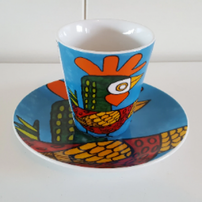 Mug and saucer Mijnheer de Haan