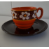 5 Orange Cups and Saucers