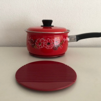 Red vintage trivets