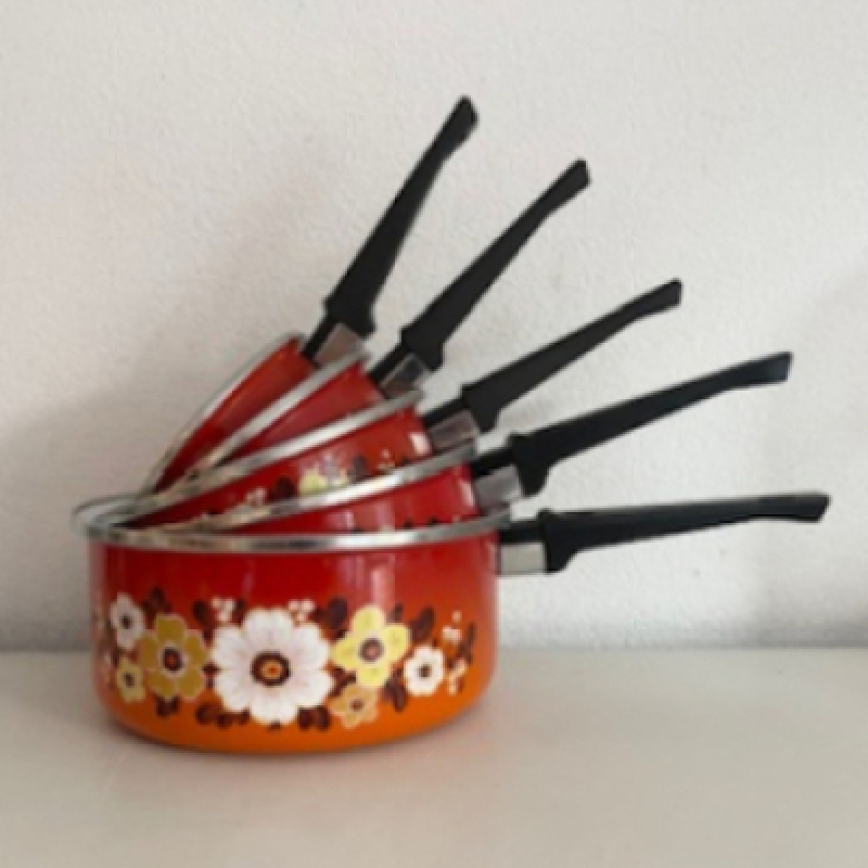 5x Bloemen decor steelpannen