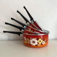 5x Bloemen decor steelpannen