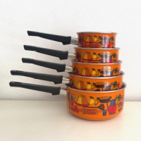 5x Eten decor steelpannen